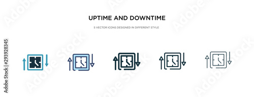 uptime and downtime icon in different style vector illustration. two colored and black uptime and downtime vector icons designed in filled, outline, line stroke style can be used for web, mobile, ui photo