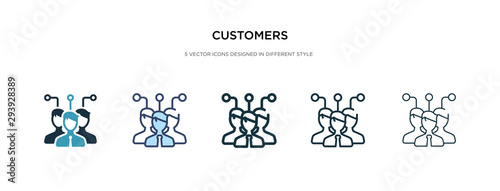 customers icon in different style vector illustration. two colored and black customers vector icons designed in filled, outline, line and stroke style can be used for web, mobile, ui
