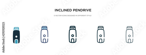 inclined pendrive icon in different style vector illustration. two colored and black inclined pendrive vector icons designed in filled, outline, line and stroke style can be used for web, mobile, ui