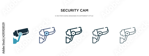 security cam icon in different style vector illustration. two colored and black security cam vector icons designed in filled, outline, line and stroke style can be used for web, mobile, ui