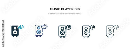 music player big speaker icon in different style vector illustration. two colored and black music player big speaker vector icons designed in filled, outline, line and stroke style can be used for