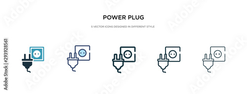 power plug icon in different style vector illustration. two colored and black power plug vector icons designed in filled, outline, line and stroke style can be used for web, mobile, ui