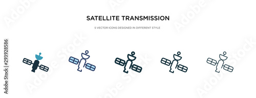 satellite transmission icon in different style vector illustration. two colored and black satellite transmission vector icons designed in filled, outline, line and stroke style can be used for web,