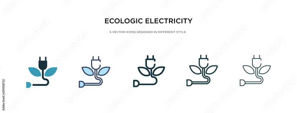 ecologic electricity icon in different style vector illustration. two colored and black ecologic electricity vector icons designed in filled, outline, line and stroke style can be used for web,