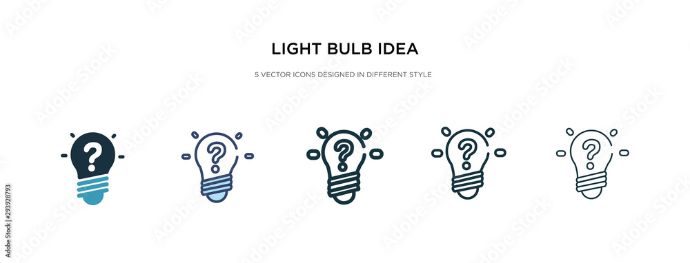 light bulb idea icon in different style vector illustration. two colored and black light bulb idea vector icons designed in filled, outline, line and stroke style can be used for web, mobile, ui light bulb idea icon in different style vector illustration. two colored and black light bulb idea vector icons designed in filled, outline, line and stroke style can be used for web, mobile, ui