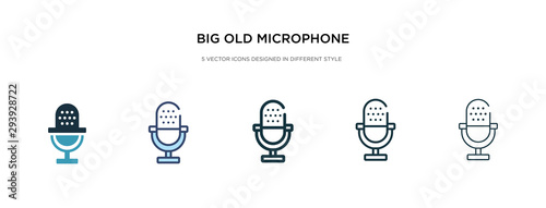 big old microphone icon in different style vector illustration. two colored and black big old microphone vector icons designed in filled, outline, line and stroke style can be used for web, mobile,