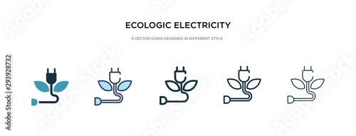 ecologic electricity icon in different style vector illustration. two colored and black ecologic electricity vector icons designed in filled, outline, line and stroke style can be used for web,