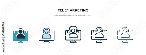 telemarketing icon in different style vector illustration. two colored and black telemarketing vector icons designed in filled, outline, line and stroke style can be used for web, mobile, ui