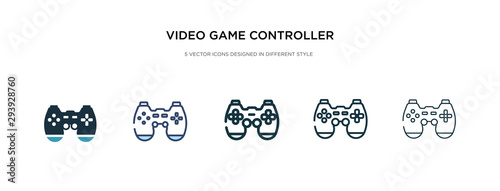 video game controller icon in different style vector illustration. two colored and black video game controller vector icons designed in filled, outline, line and stroke style can be used for web,