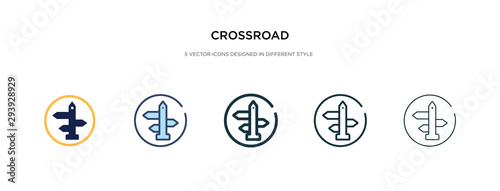 crossroad icon in different style vector illustration. two colored and black crossroad vector icons designed in filled, outline, line and stroke style can be used for web, mobile, ui