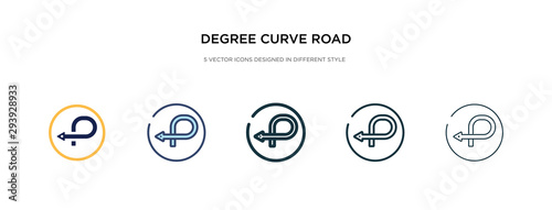 degree curve road icon in different style vector illustration. two colored and black degree curve road vector icons designed in filled, outline, line and stroke style can be used for web, mobile, ui