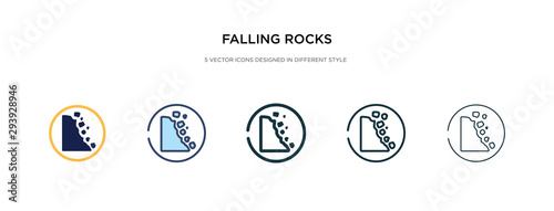 falling rocks icon in different style vector illustration. two colored and black falling rocks vector icons designed in filled, outline, line and stroke style can be used for web, mobile, ui