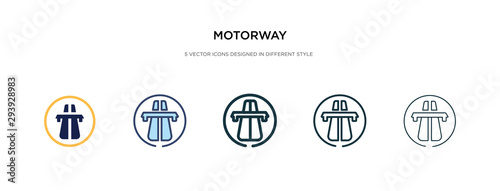 motorway icon in different style vector illustration. two colored and black motorway vector icons designed in filled, outline, line and stroke style can be used for web, mobile, ui