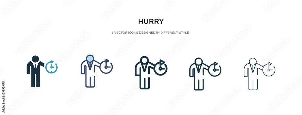 hurry icon in different style vector illustration. two colored and black hurry vector icons designed in filled, outline, line and stroke style can be used for web, mobile, ui hurry icon in different style vector illustration. two colored and black hurry vector icons designed in filled, outline, line and stroke style can be used for web, mobile, ui