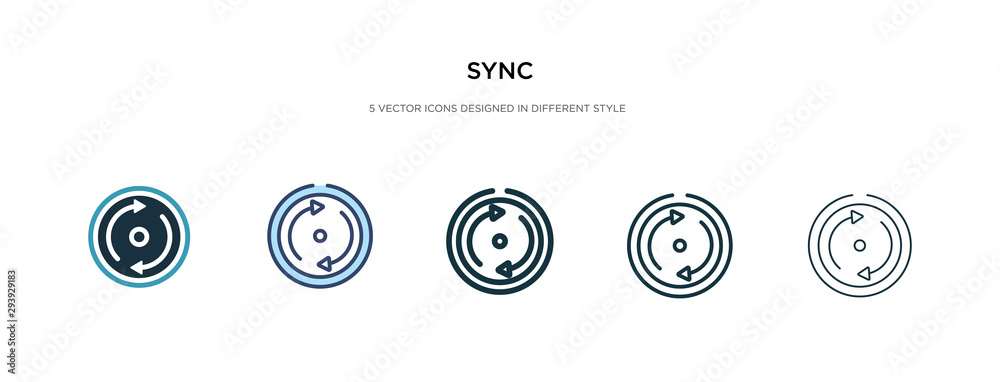 sync icon in different style vector illustration. two colored and black sync vector icons designed in filled, outline, line and stroke style can be used for web, mobile, ui