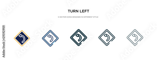 turn left icon in different style vector illustration. two colored and black turn left vector icons designed in filled, outline, line and stroke style can be used for web, mobile, ui