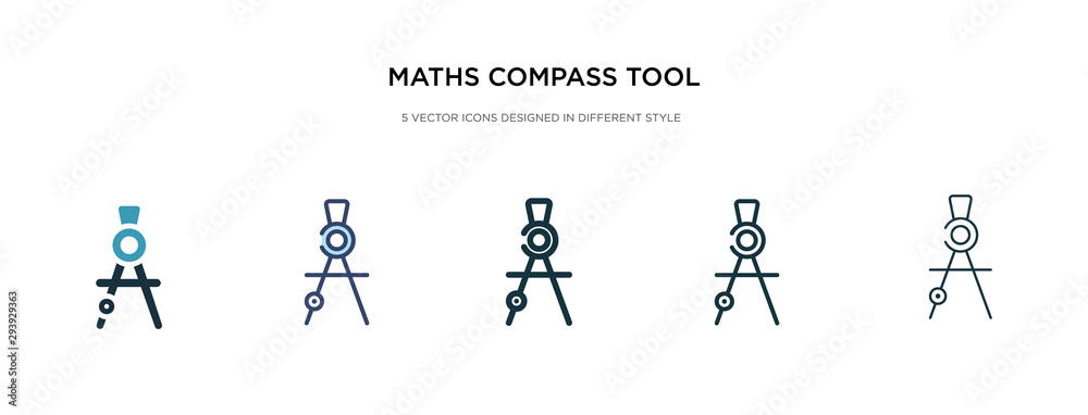 maths compass tool icon in different style vector illustration. two colored and black maths compass tool vector icons designed in filled, outline, line and stroke style can be used for web, mobile,