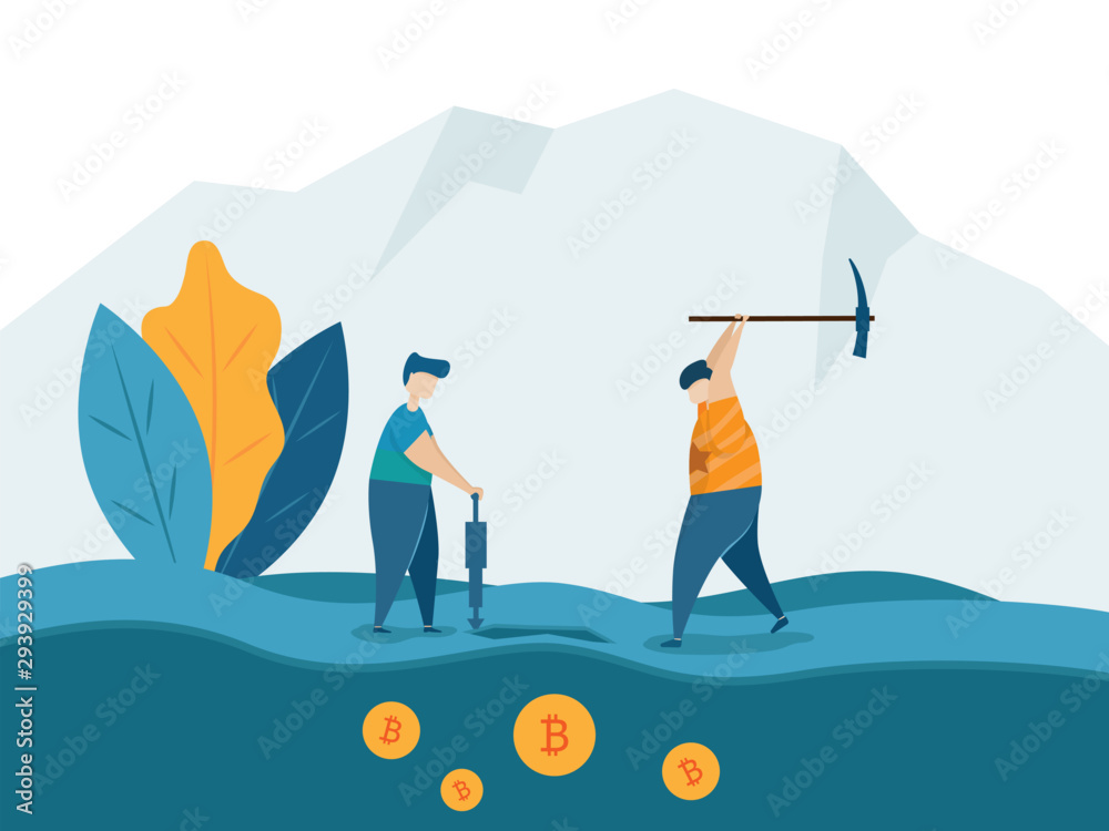 Fototapeta premium man mining for bitcoins crypto currency concept