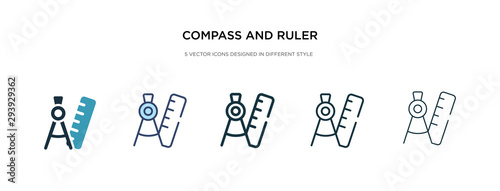compass and ruler for mathematics icon in different style vector illustration. two colored and black compass and ruler for mathematics vector icons designed in filled, outline, line stroke style can