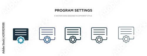 program settings icon in different style vector illustration. two colored and black program settings vector icons designed in filled, outline, line and stroke style can be used for web, mobile, ui