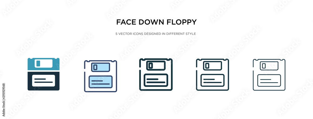 face down floppy disk icon in different style vector illustration. two colored and black face down floppy disk vector icons designed in filled, outline, line and stroke style can be used for web,