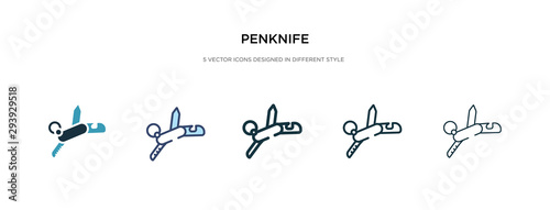 penknife icon in different style vector illustration. two colored and black penknife vector icons designed in filled, outline, line and stroke style can be used for web, mobile, ui photo