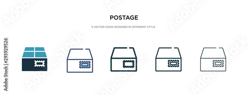 postage icon in different style vector illustration. two colored and black postage vector icons designed in filled, outline, line and stroke style can be used for web, mobile, ui