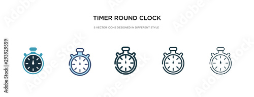 timer round clock icon in different style vector illustration. two colored and black timer round clock vector icons designed in filled, outline, line and stroke style can be used for web, mobile, ui