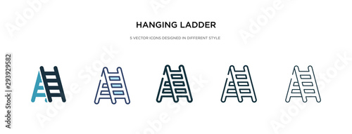 hanging ladder icon in different style vector illustration. two colored and black hanging ladder vector icons designed in filled, outline, line and stroke style can be used for web, mobile, ui