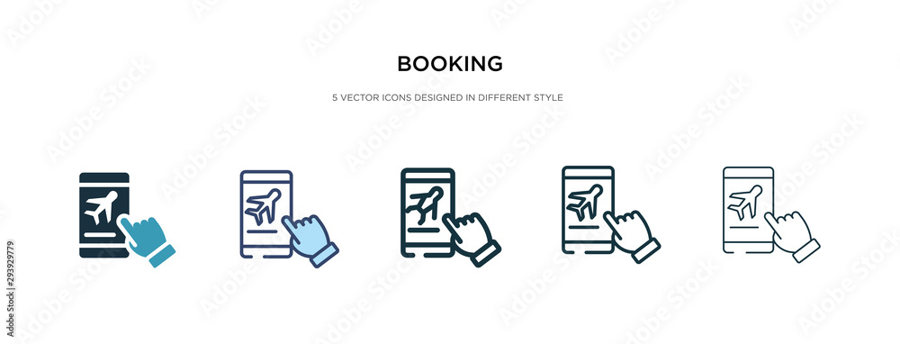 booking icon in different style vector illustration. two colored and black booking vector icons designed in filled, outline, line and stroke style can be used for web, mobile, ui