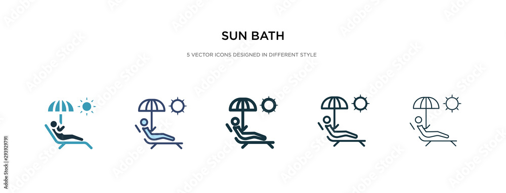 sun bath icon in different style vector illustration. two colored and black sun bath vector icons designed in filled, outline, line and stroke style can be used for web, mobile, ui