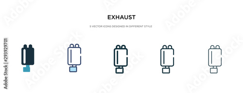 exhaust icon in different style vector illustration. two colored and black exhaust vector icons designed in filled  outline  line and stroke style can be used for web  mobile  ui