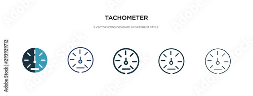 tachometer icon in different style vector illustration. two colored and black tachometer vector icons designed in filled, outline, line and stroke style can be used for web, mobile, ui