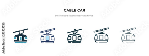 cable car icon in different style vector illustration. two colored and black cable car vector icons designed in filled, outline, line and stroke style can be used for web, mobile, ui