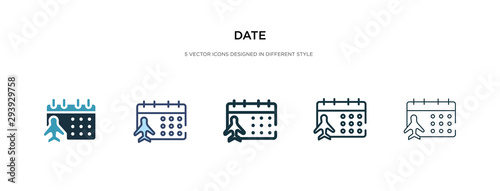 date icon in different style vector illustration. two colored and black date vector icons designed in filled, outline, line and stroke style can be used for web, mobile, ui