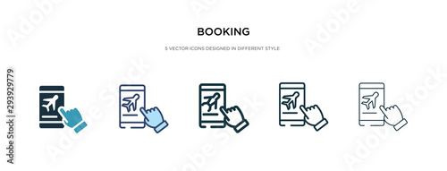 booking icon in different style vector illustration. two colored and black booking vector icons designed in filled, outline, line and stroke style can be used for web, mobile, ui