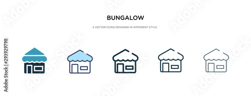 bungalow icon in different style vector illustration. two colored and black bungalow vector icons designed in filled, outline, line and stroke style can be used for web, mobile, ui