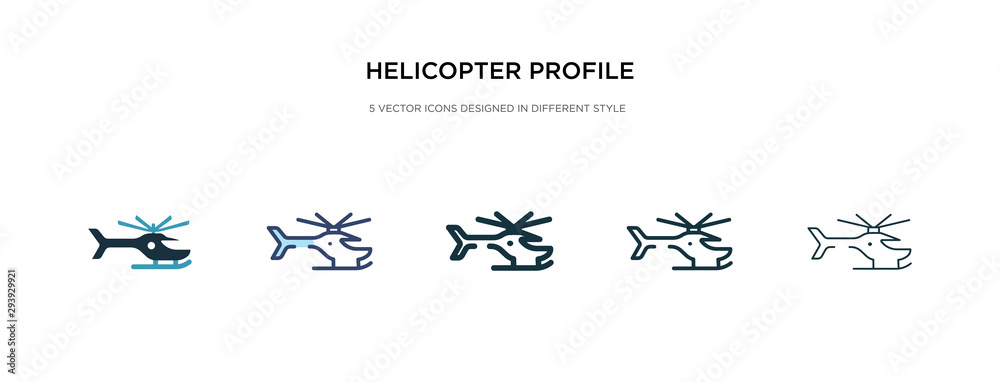 helicopter profile icon in different style vector illustration. two colored and black helicopter profile vector icons designed in filled, outline, line and stroke style can be used for web, mobile,