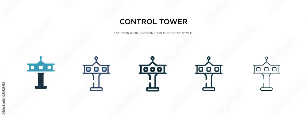 Vetor de control tower icon in different style vector illustration. two ...