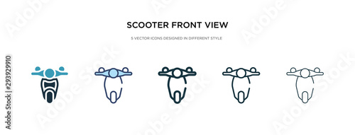scooter front view icon in different style vector illustration. two colored and black scooter front view vector icons designed in filled, outline, line and stroke style can be used for web, mobile,