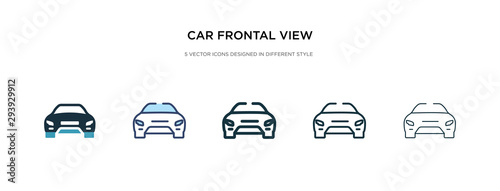 car frontal view icon in different style vector illustration. two colored and black car frontal view vector icons designed in filled, outline, line and stroke style can be used for web, mobile, ui