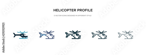 helicopter profile icon in different style vector illustration. two colored and black helicopter profile vector icons designed in filled, outline, line and stroke style can be used for web, mobile,