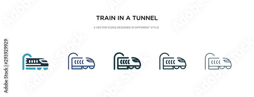 train in a tunnel icon in different style vector illustration. two colored and black train in a tunnel vector icons designed filled, outline, line and stroke style can be used for web, mobile, ui
