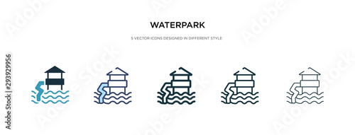waterpark icon in different style vector illustration. two colored and black waterpark vector icons designed in filled, outline, line and stroke style can be used for web, mobile, ui