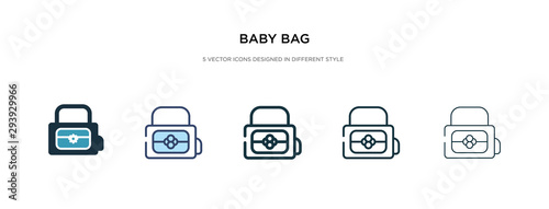 baby bag icon in different style vector illustration. two colored and black baby bag vector icons designed in filled, outline, line and stroke style can be used for web, mobile, ui