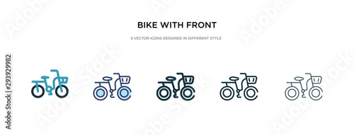 bike with front basket icon in different style vector illustration. two colored and black bike with front basket vector icons designed in filled, outline, line and stroke style can be used for web,