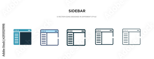 sidebar icon in different style vector illustration. two colored and black sidebar vector icons designed in filled, outline, line and stroke style can be used for web, mobile, ui photo