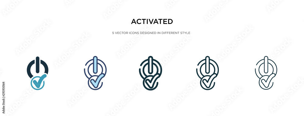 activated icon in different style vector illustration. two colored and black activated vector icons designed in filled, outline, line and stroke style can be used for web, mobile, ui activated icon in different style vector illustration. two colored and black activated vector icons designed in filled, outline, line and stroke style can be used for web, mobile, ui