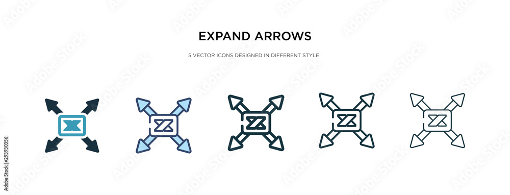 Plakat expand arrows icon in different style vector illustration. two colored and black expand arrows vector icons designed in filled, outline, line and stroke style can be used for web, mobile, ui