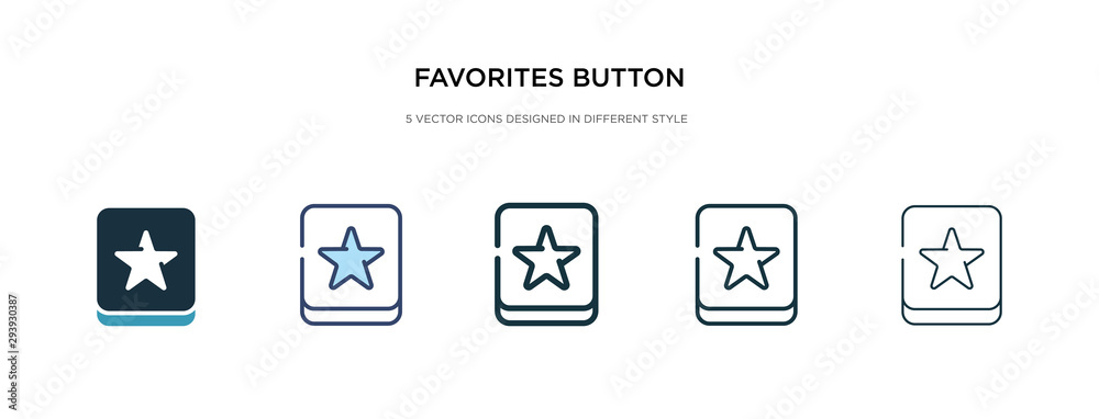 favorites button icon in different style vector illustration. two colored and black favorites button vector icons designed in filled, outline, line and stroke style can be used for web, mobile, ui favorites button icon in different style vector illustration. two colored and black favorites button vector icons designed in filled, outline, line and stroke style can be used for web, mobile, ui